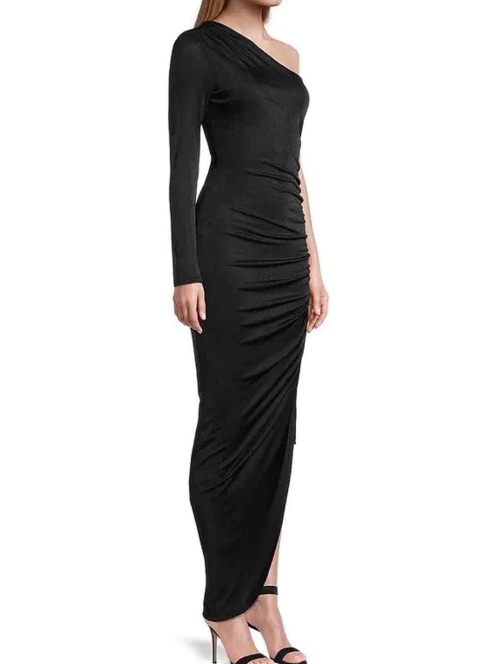 Significant Other Kira One Shoulder Ruched Maxi Dress Black Size 8